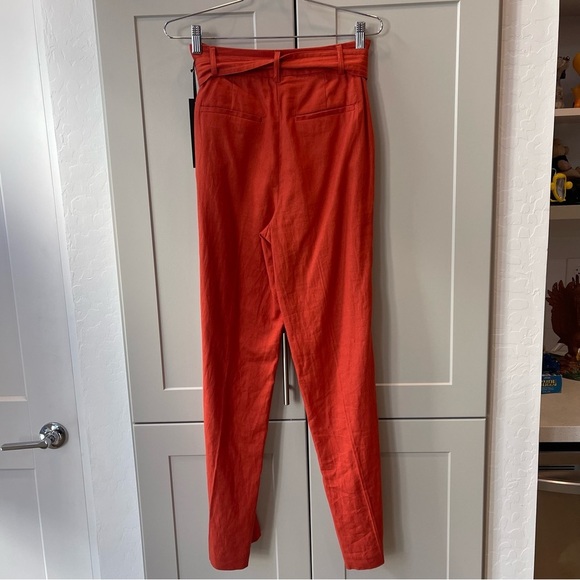 House Of Harlow Rustic Red Abstract Boho Belted Casual Linen Pants Contemporary - Picture 8 of 8